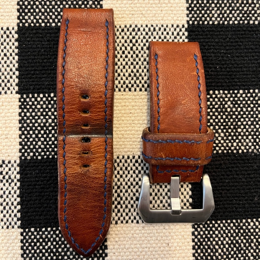 Leather watch strap